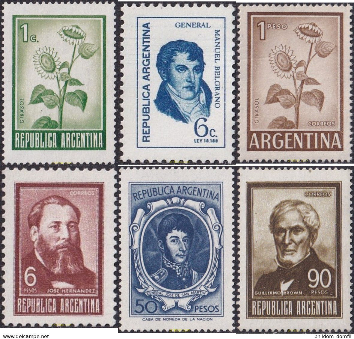 727263 MNH ARGENTINA 1970 SERIE CORRIENTE - Nuevos