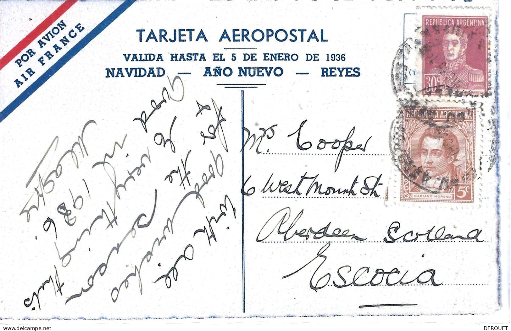 CPNA Air France N° 17 - Année 1935 - Argentine Vers L'Angleterre - Luchtpost