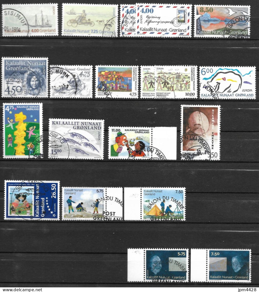 Groenland Europa Lot 20 Timbres  Oblitérés Entre 1994 Et 2008 - Lots & Serien