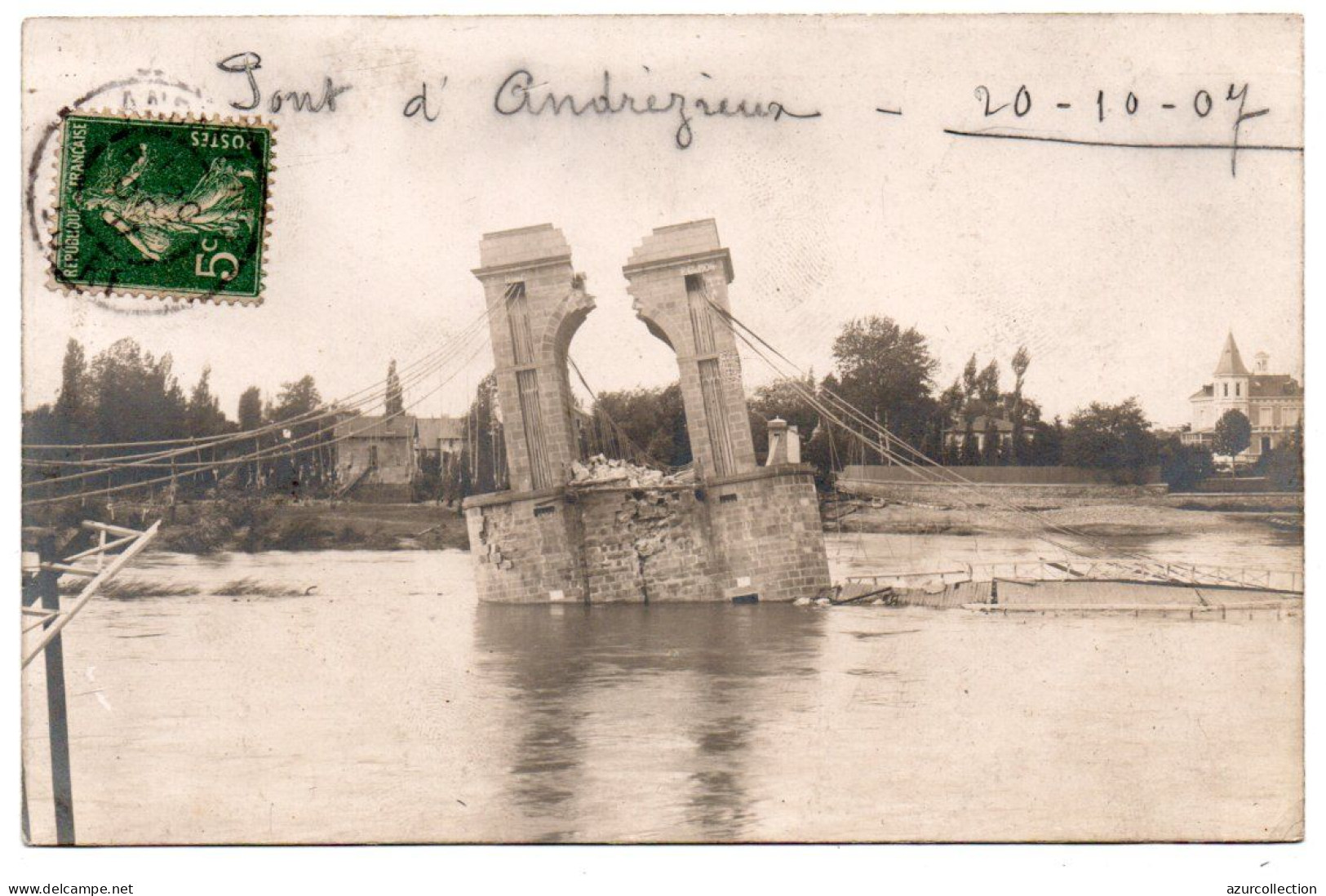 Le Pont Détruit Par La Crue Du 16 Octobre 1910. Carte Photo - Andrézieux-Bouthéon