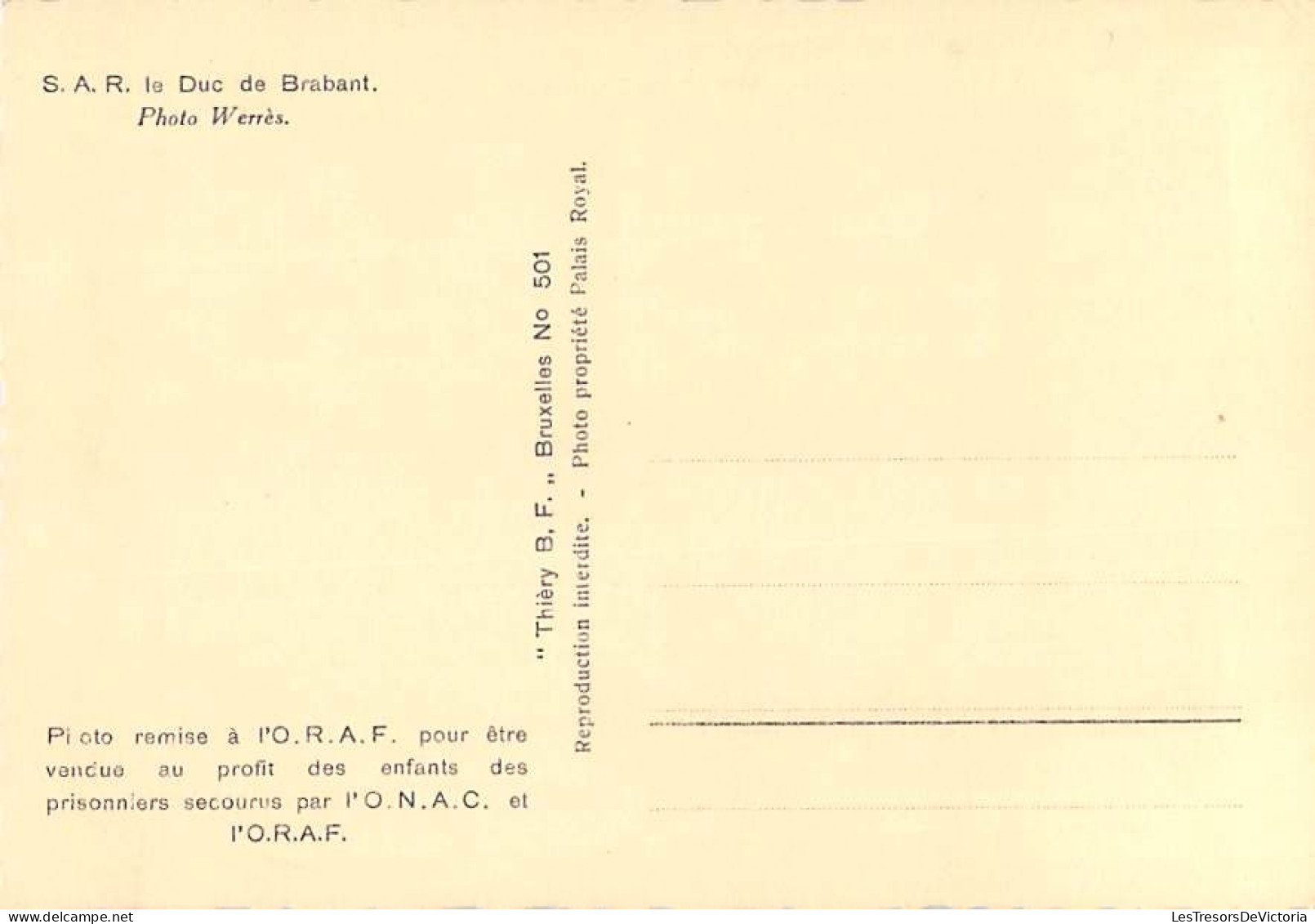 Belgique - S.A.R. Le Duc De Brabant - Photo Werrès - Le 15 Novembre 1941 - Carte Postale Ancienne - Royal Families