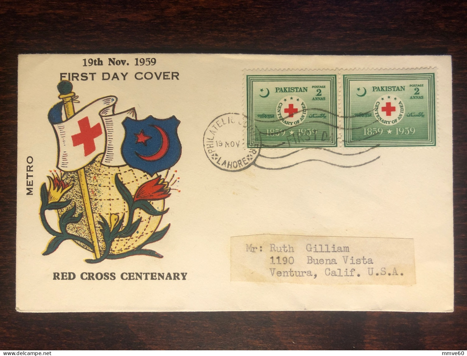 PAKISTAN FDC COVER 1959 YEAR RED CROSS RED CRESCENT HEALTH MEDICINE STAMPS - Pakistan