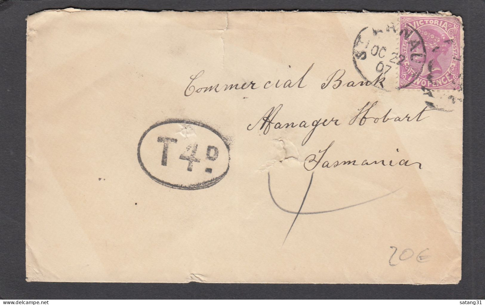 LETTRE DE ST. ARNAUD POUR HOBART,1907. - Lettres & Documents