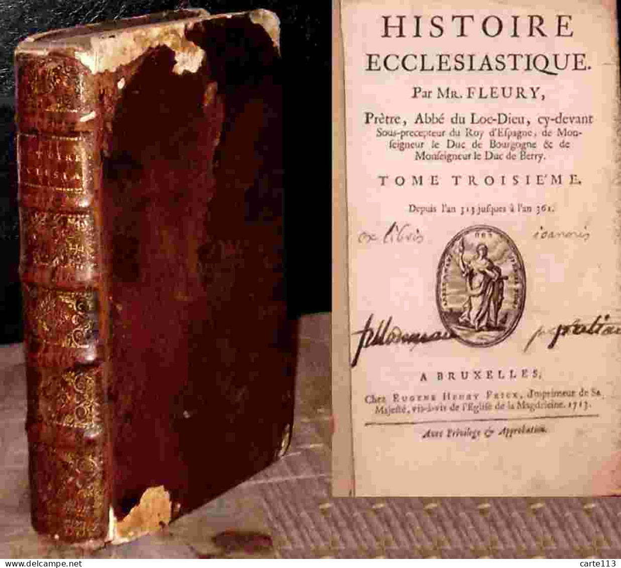 FLEURY Claude    - HISTOIRE ECCLESIASTIQUE - TOME TROISIEME - 1701-1800