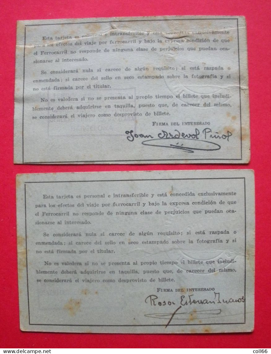 1937 Carte D'Identité Chemin De Fer Ferrocarriles De Madrid à Zaragoza Y Alicante Red Catalana Mitad De Precio - Spoorweg