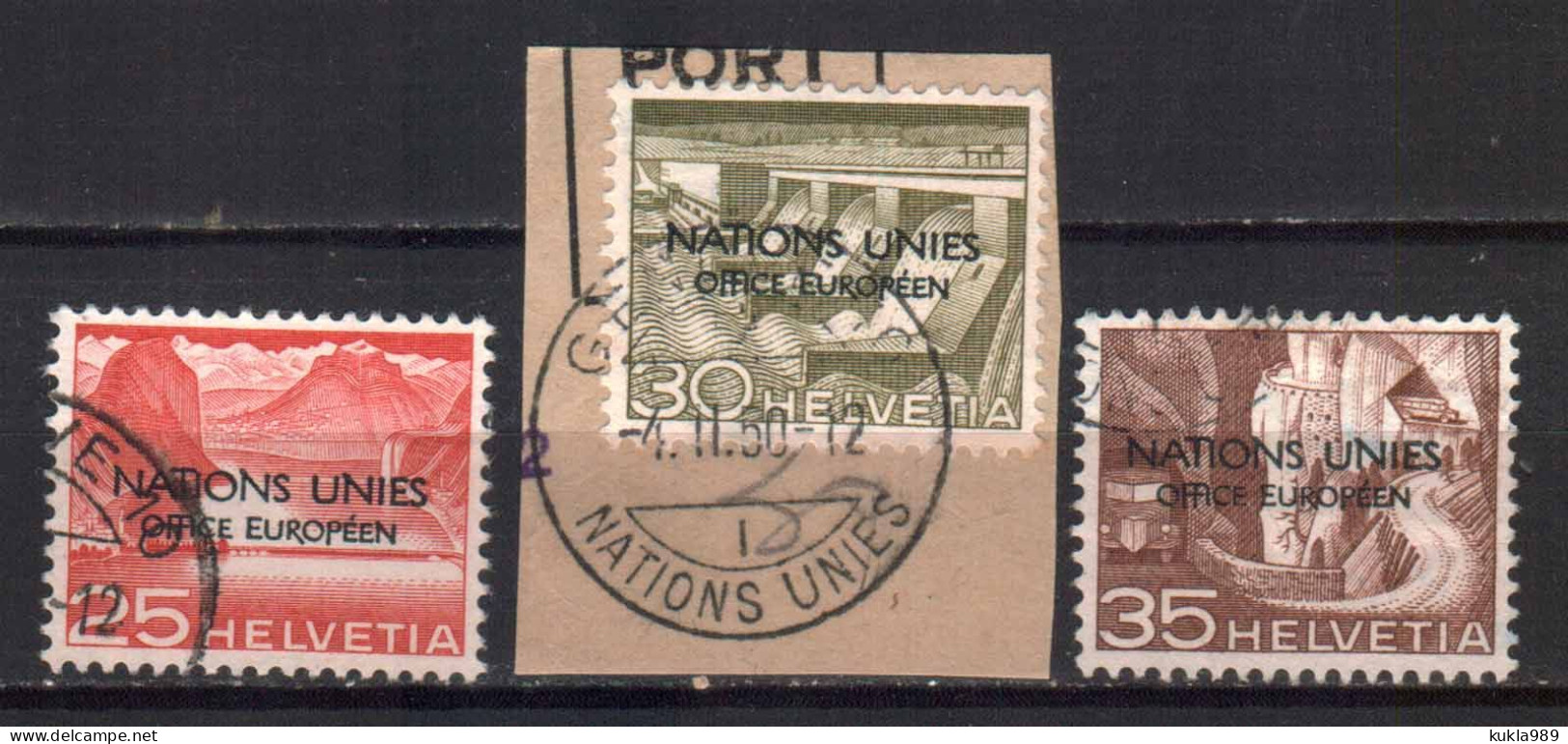 SWITZERLAND STAMPS, 1950 UN EUROPEAN OFFICE. Sc.#7O5-7O7. USED - Gebruikt