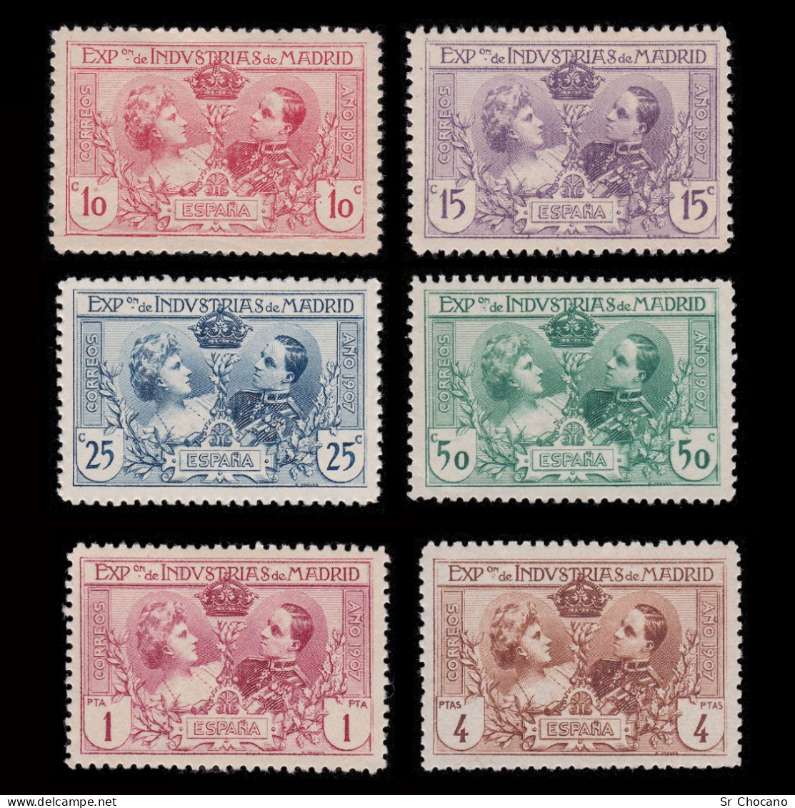 España.Expo Industrias Madrid.1907.Nuevo*.Edifil SR.1- SR.6A - Unused Stamps