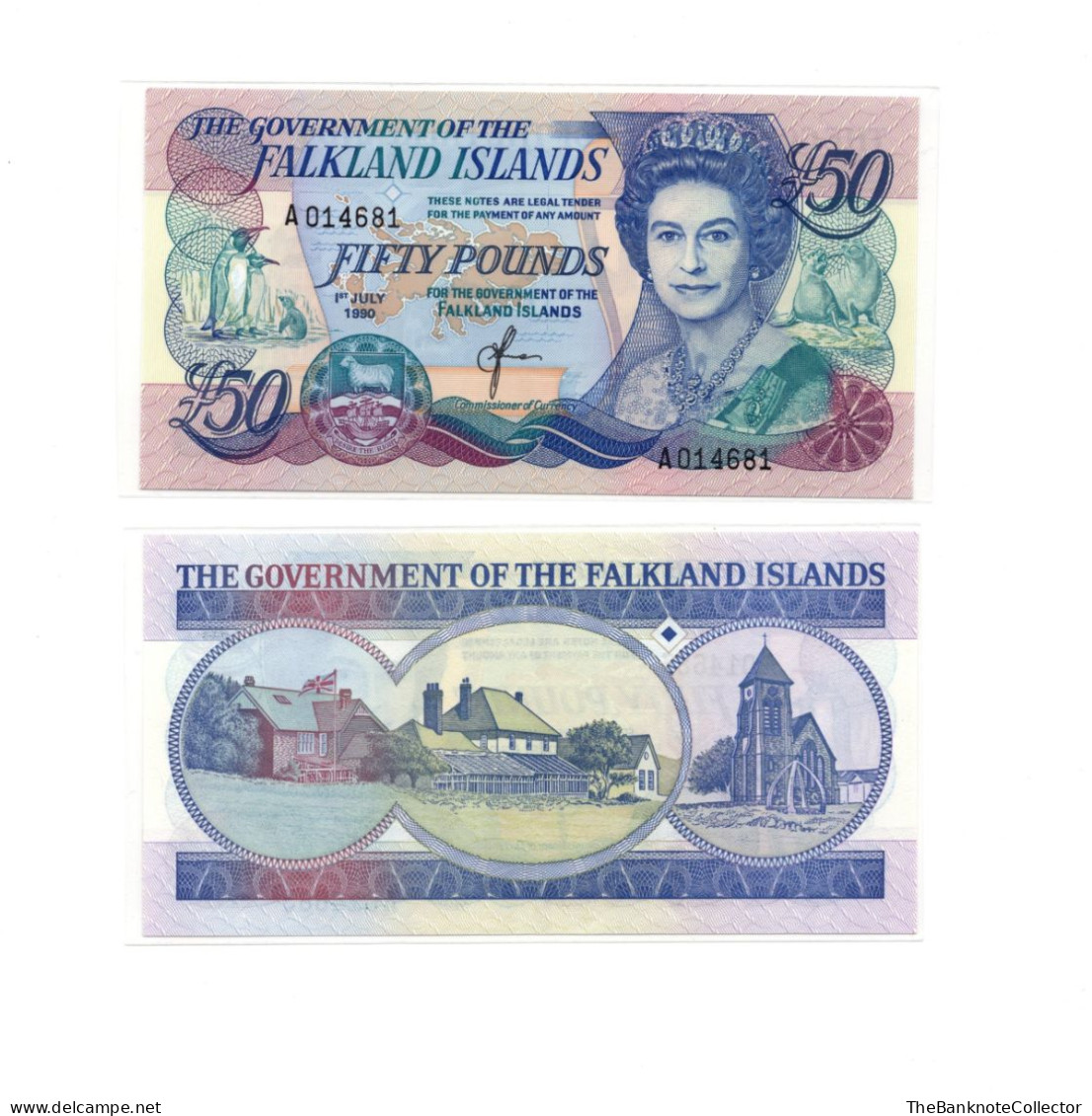 Falkland Islands 50 Pounds 1990 QEII  P-16 UNC - Falkland