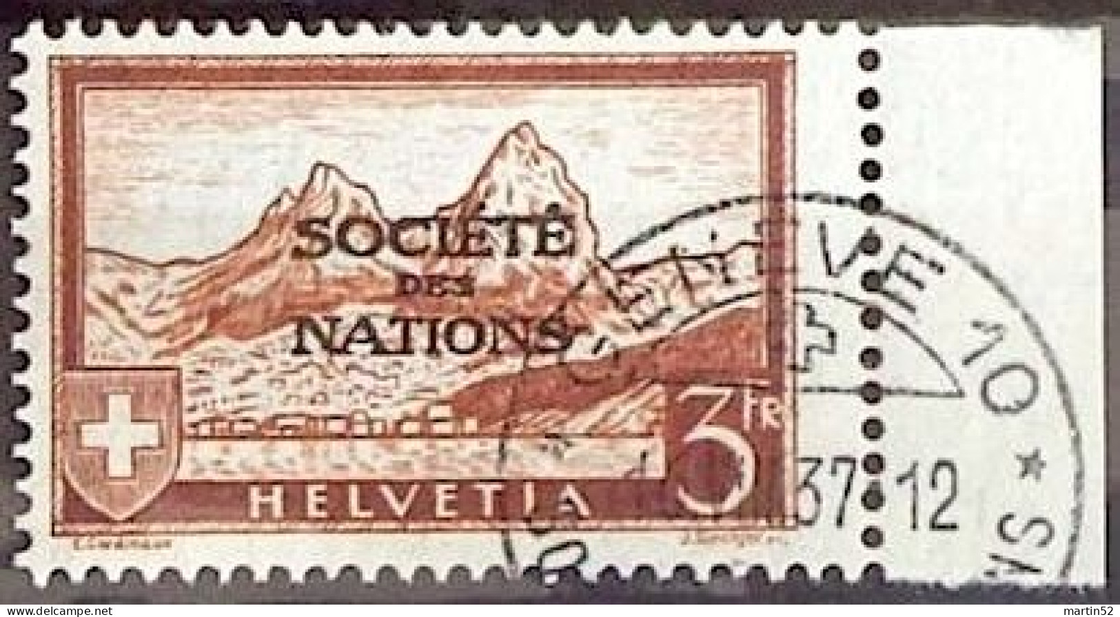 RARE Schweiz Suisse 1937: Dienst III Service SOCIÉTÉ DES NATIONS (SdN) Zu+Mi 56 Mit ⊙ GENÈVE 16.VIII.37 (Zu CHF 300.00) - Officials
