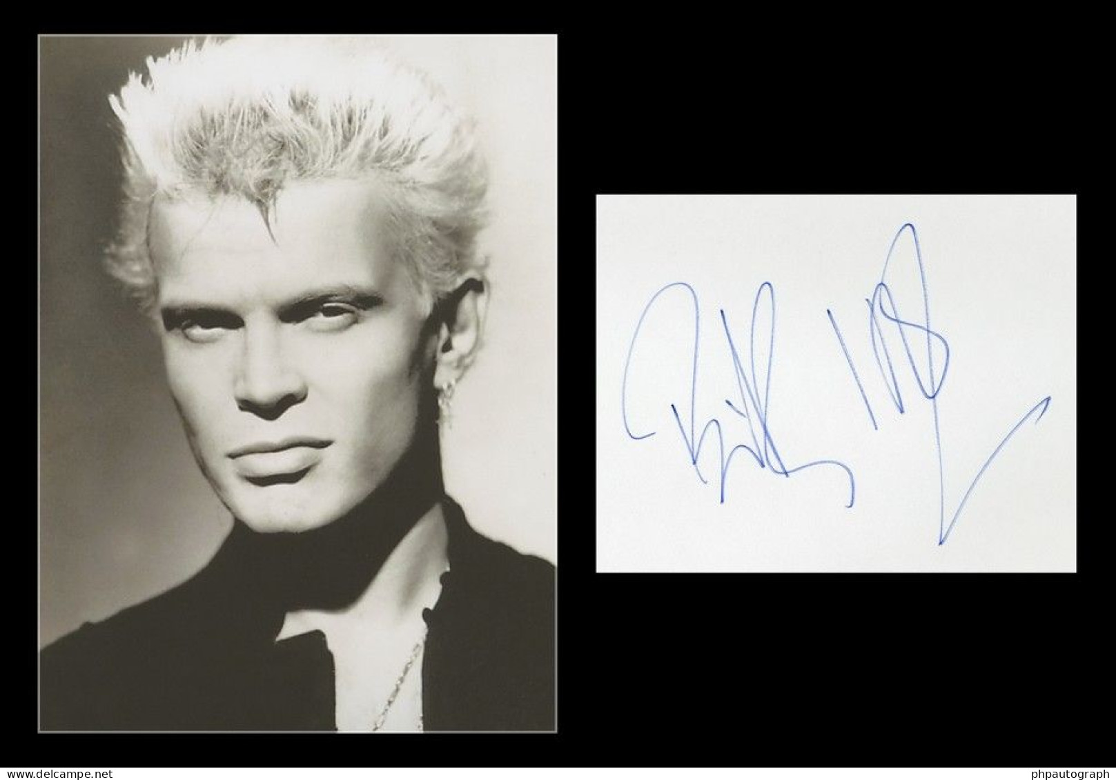 Billy Idol - Rare Authentic Signed Guestbook Page + Photo - Paris 1986 - COA - Singers & Musicians