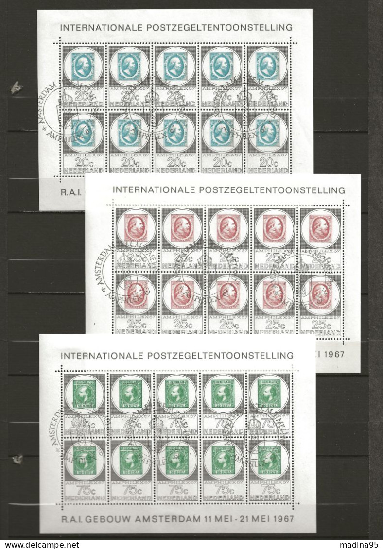 PAYS-BAS: Obl., YT N° 852, 853 Et 854, Chaque En Feuillet De 10 Ex., Ct Amphilex, TB - Used Stamps