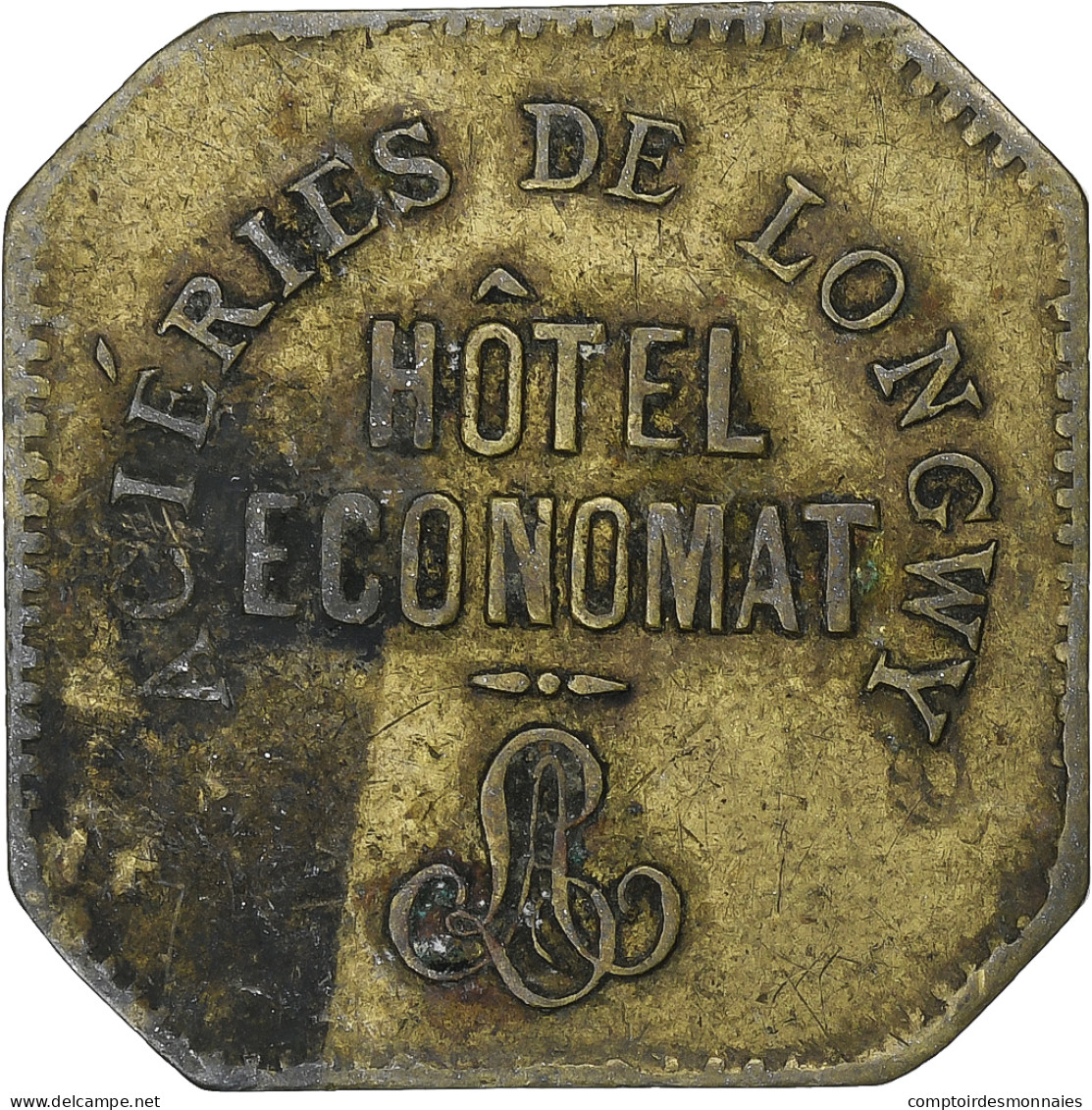 France, Hôtel Economat, Aciéries De Longwy, 5 Centimes, 1883, TB+, Laiton - Monétaires / De Nécessité