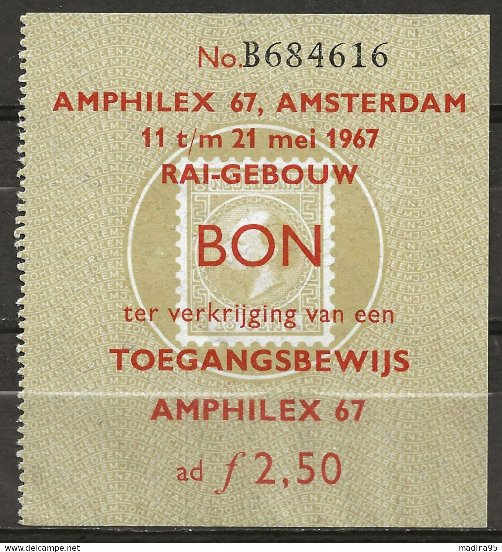 PAYS-BAS: Obl., YT N° (( 852, 853 Et 854 )), Ticket D'entrée Amphilex 67, TB - Usados