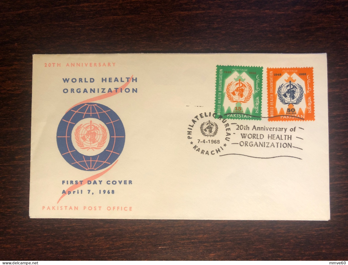 PAKISTAN FDC COVER 1968 YEAR WHO HEALTH MEDICINE STAMPS - Pakistan