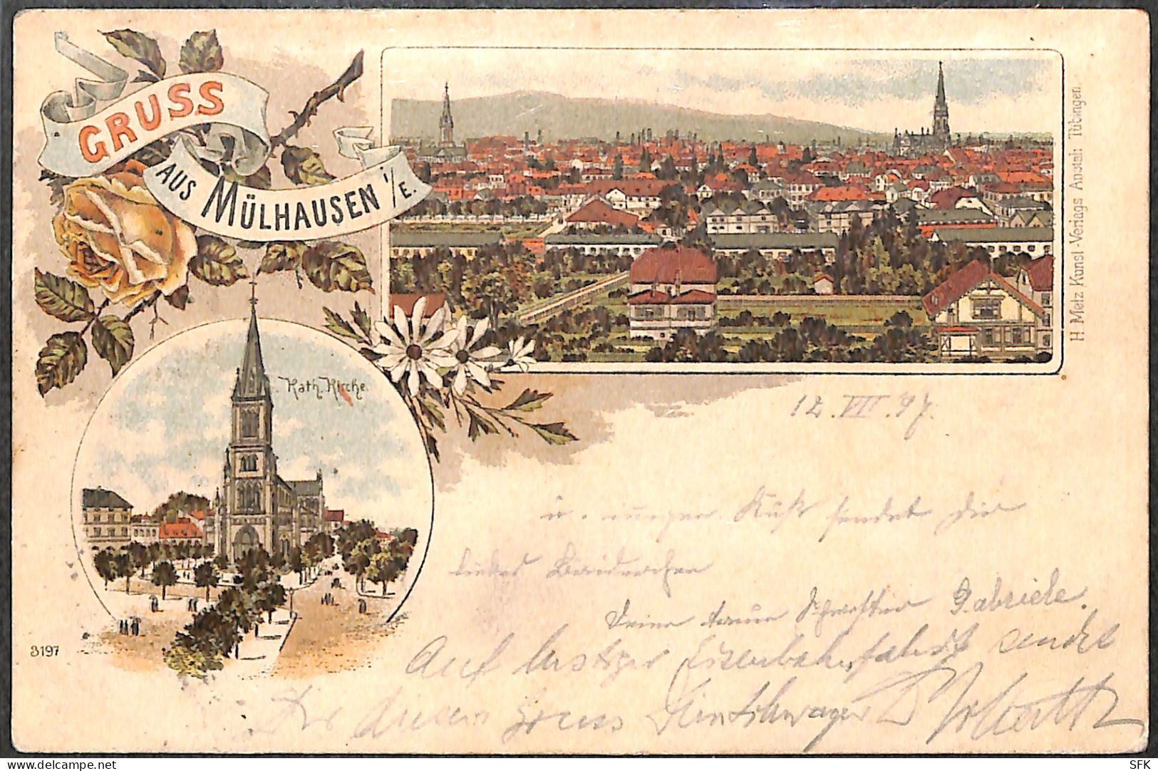 1897 MÜLHAUSEN-Litho, Briefmarke Gestempelt Mit TPO Straßburg - Mülhaus I- 1892/56 - Mühlhausen