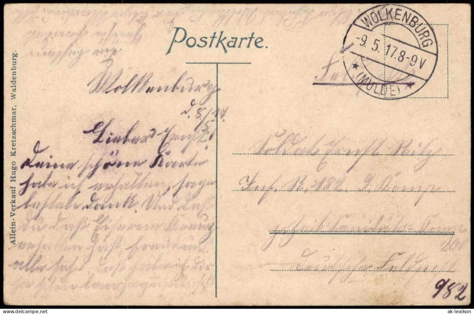 Ansichtskarte Wolkenburg-Kaufungen-Limbach-Oberfrohna Stadt, Kirche 1917  Gel. Feldpoststempel - Limbach-Oberfrohna