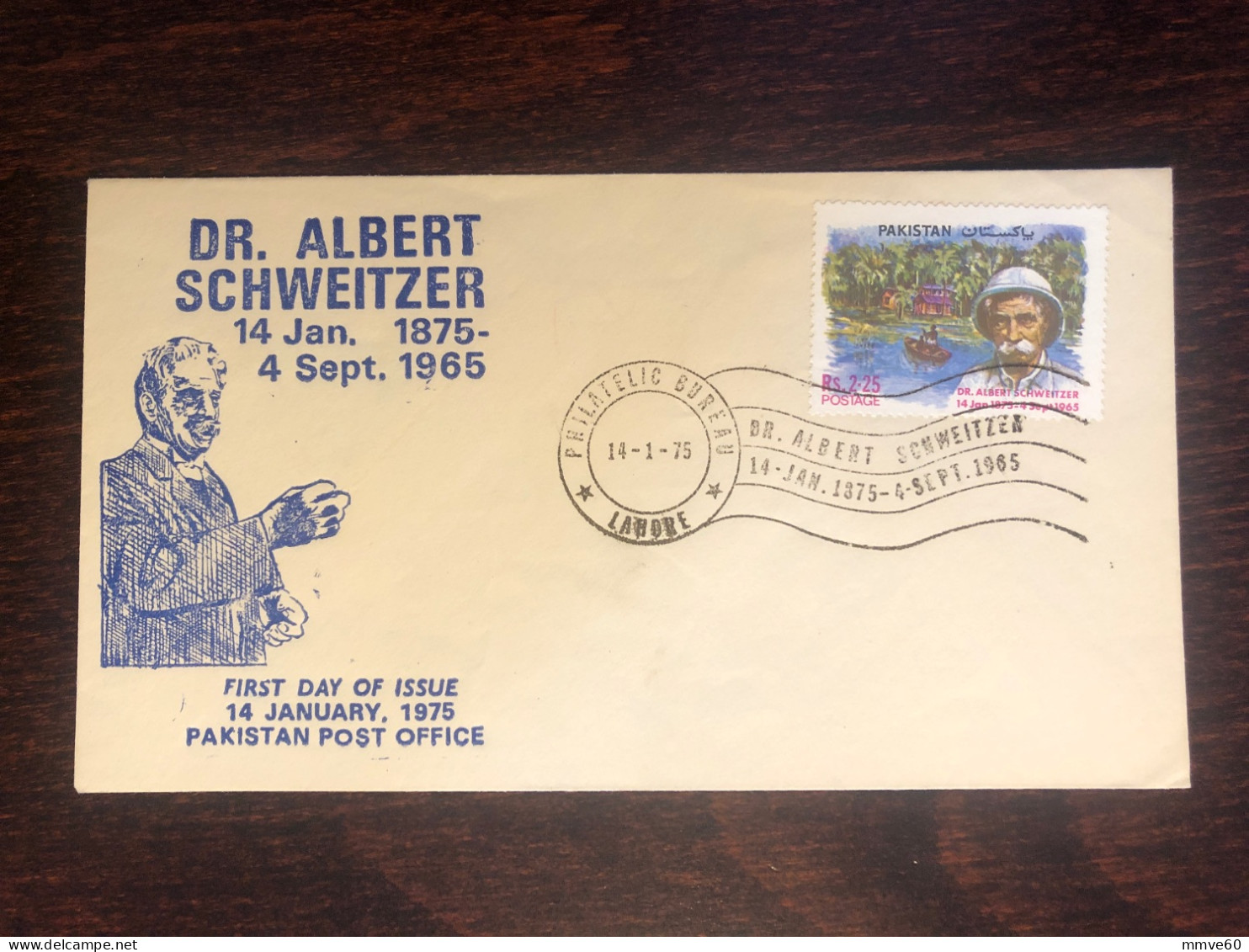 PAKISTAN FDC COVER 1975 YEAR SCHWEITZER HEALTH MEDICINE STAMPS - Pakistan