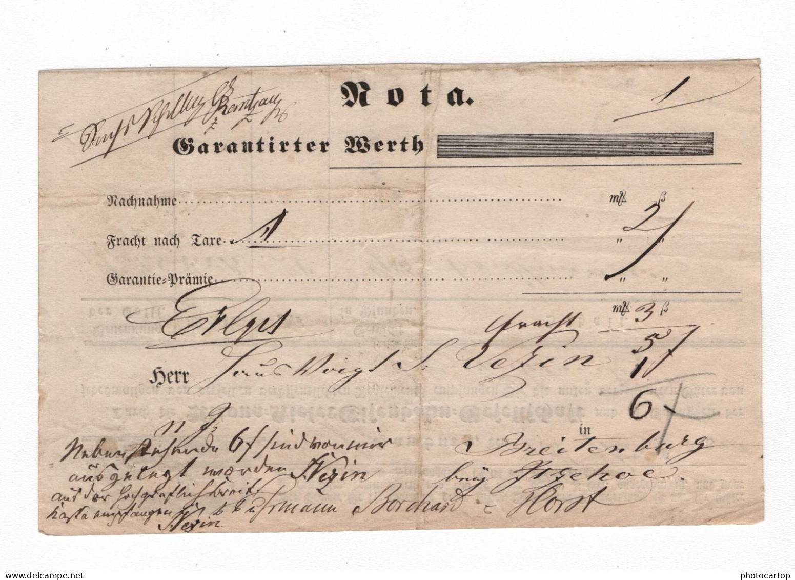 1840-HAMBURG-ALTONA-KIELER EISENBAHN Gesellschaft-Lieferschein-Macaroni - 1800 – 1899