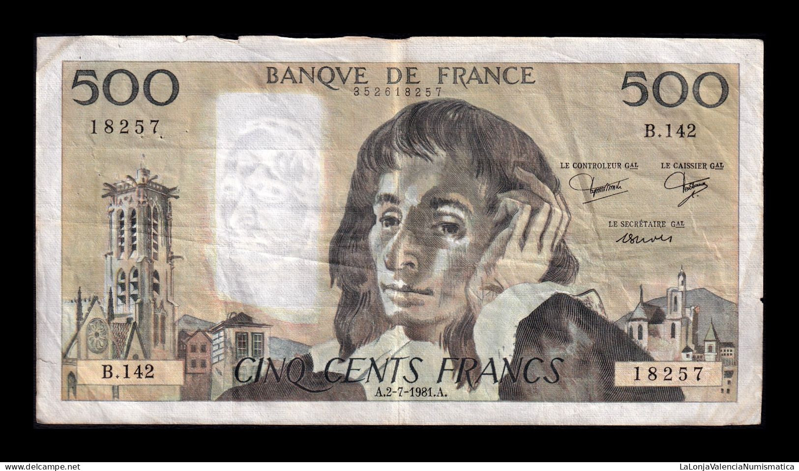 Francia France 500 Francs Pascal 1981 Pick 156e Bc F - 500 F 1968-1993 ''Pascal''