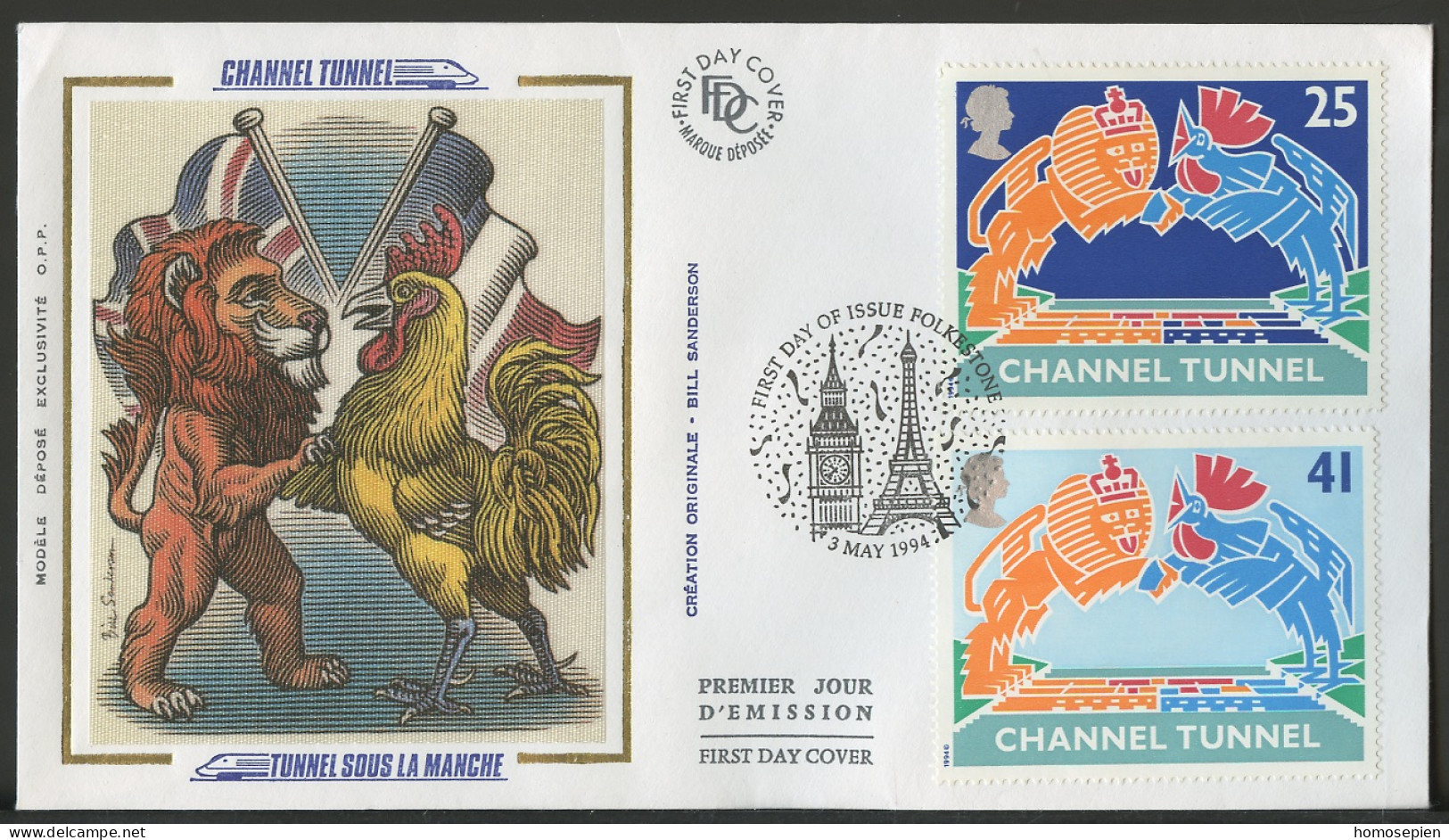 Grande Bretagne - Great Britain - Großbritannien FDC 1994 Y&T N°1758 Et 1760 - Michel N°1513 à 1515 - Tunnel Sous La Man - 1991-2000 Decimal Issues