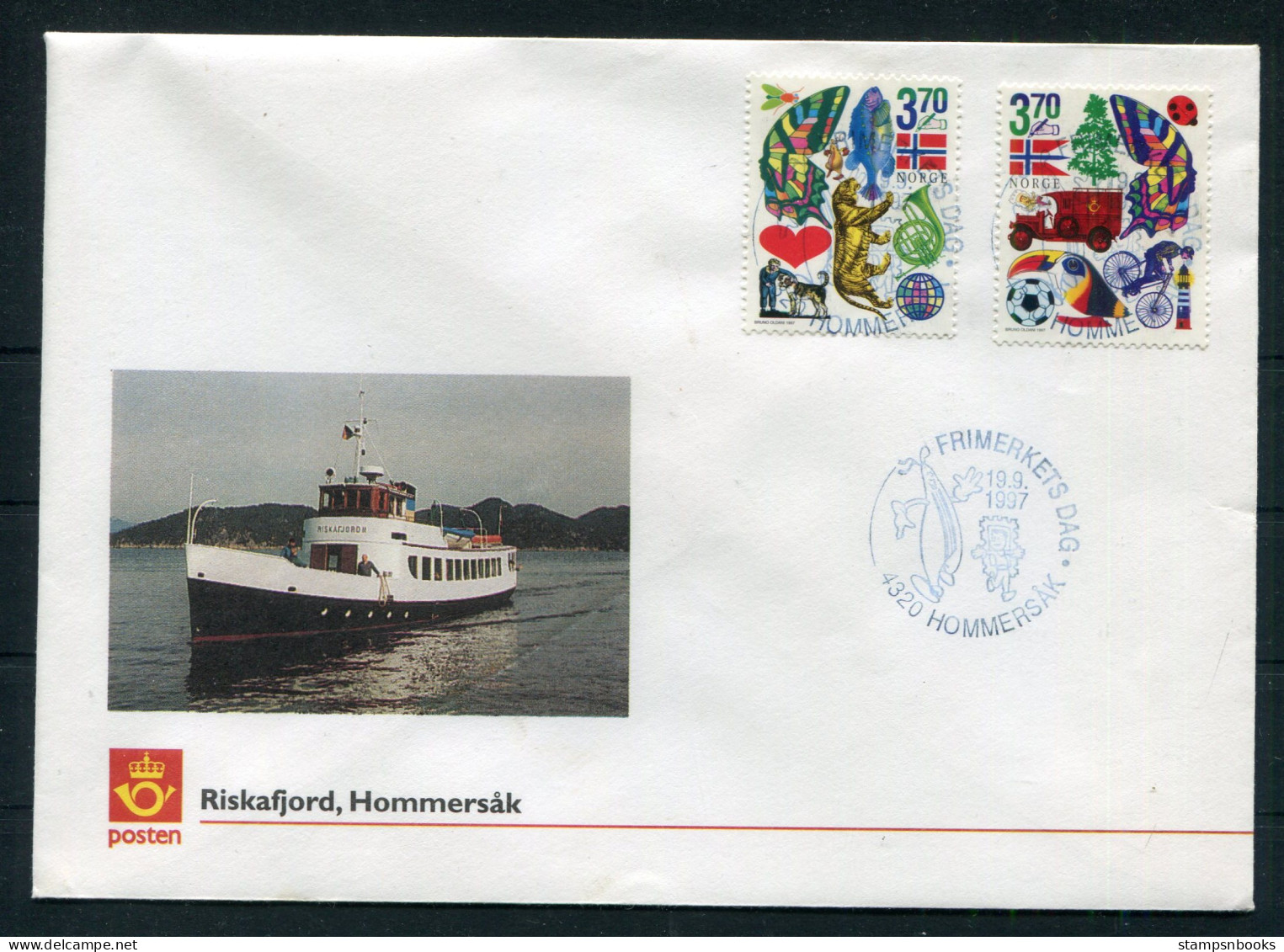 1997 Norway Riskafjord Frimerkets Dag, Stamp Day Hommersak Cover - Lettres & Documents