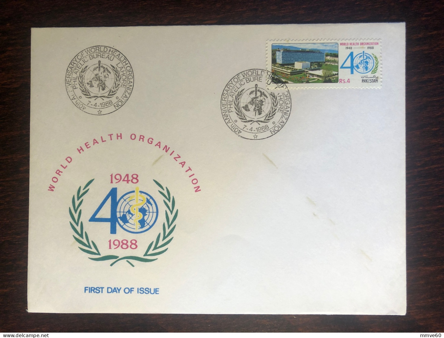 PAKISTAN FDC COVER 1988 YEAR WHO OMS  HEALTH MEDICINE STAMPS - Pakistan