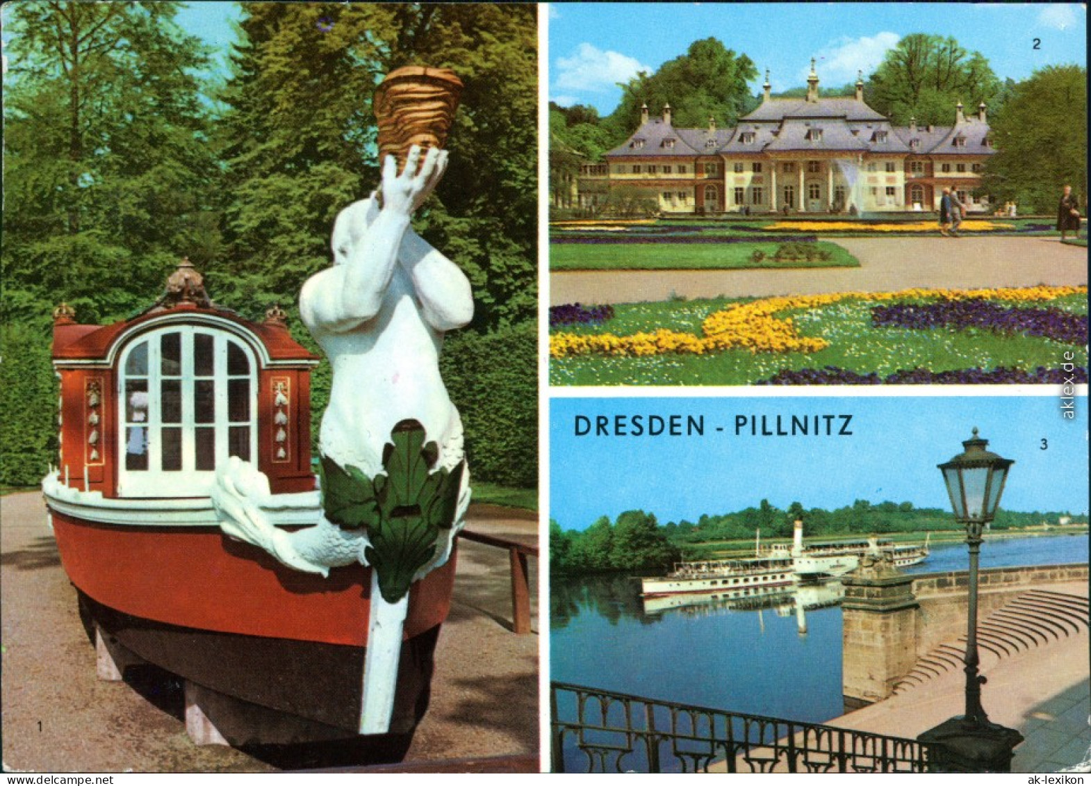 Pillnitz Schloss Pillnitz: Prunkgondel, Bergpalais, Am Wasserpalais 1976 - Pillnitz