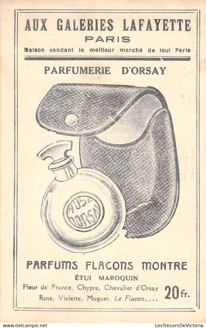 Publicité - Aux Galeries Lafayette - Parfumerie D'orsay - Parfums Flacons Montre - Carte Postale Ancienne - Publicité