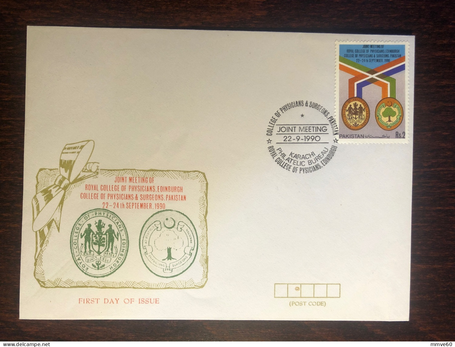 PAKISTAN FDC COVER 1990 YEAR COLLEGE OF PHYSICIANS AND SURGEONS HEALTH MEDICINE STAMPS - Pakistan