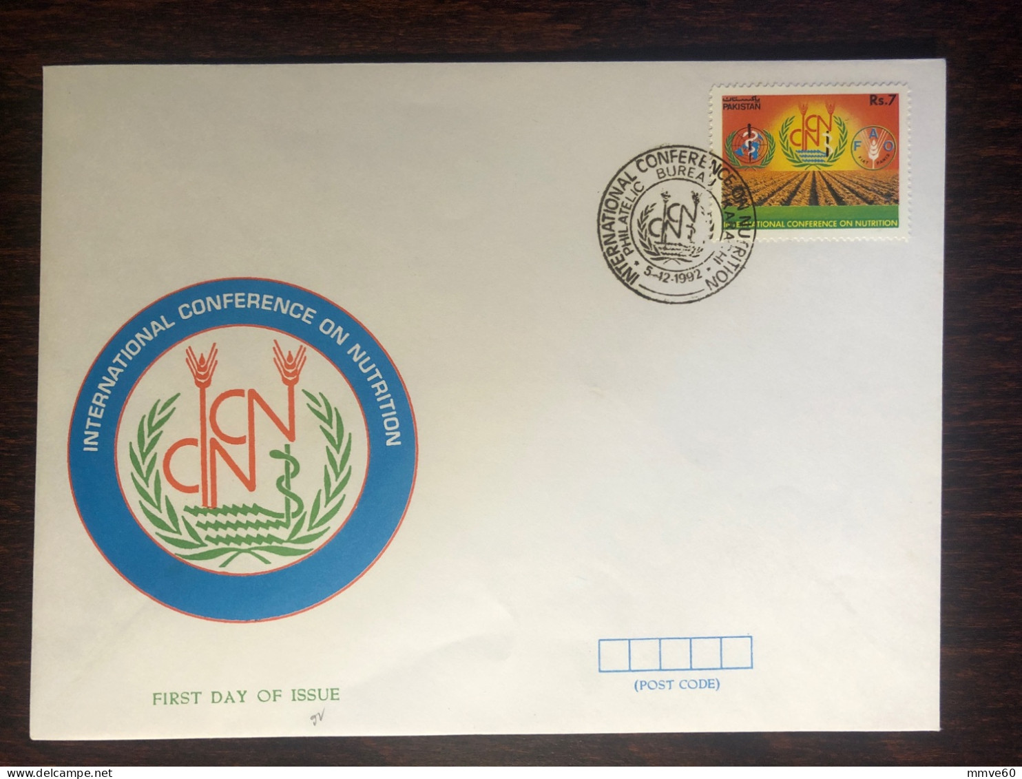 PAKISTAN FDC COVER 1992 YEAR WHO FAO NUTRITIONS HEALTH MEDICINE STAMPS - Pakistan