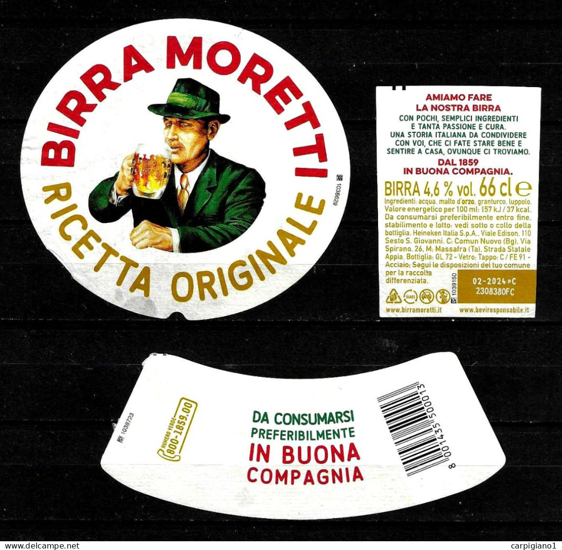 ITALIA ITALY - 2024 Etichetta Birra Beer Bière MORETTI Ricetta Originale - Cerveza