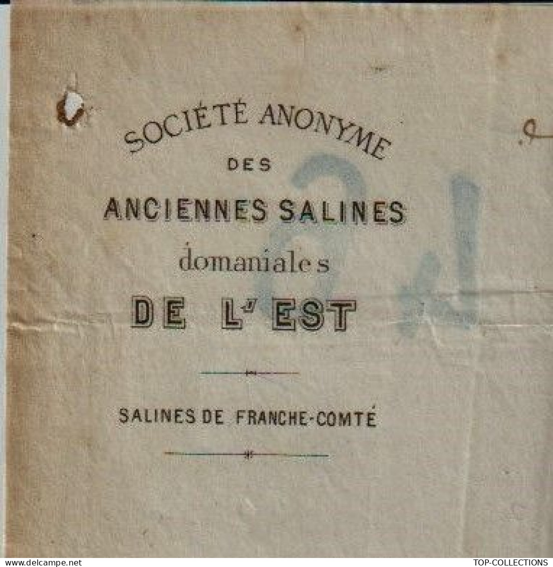 1875 ENTETE ANCIENNES SALINE DOMANIALES De L’Est Franche Comté Montsorot COMPTE DE SACHERIE >Etoile (Drome) B.E.V.HIST. - 1800 – 1899