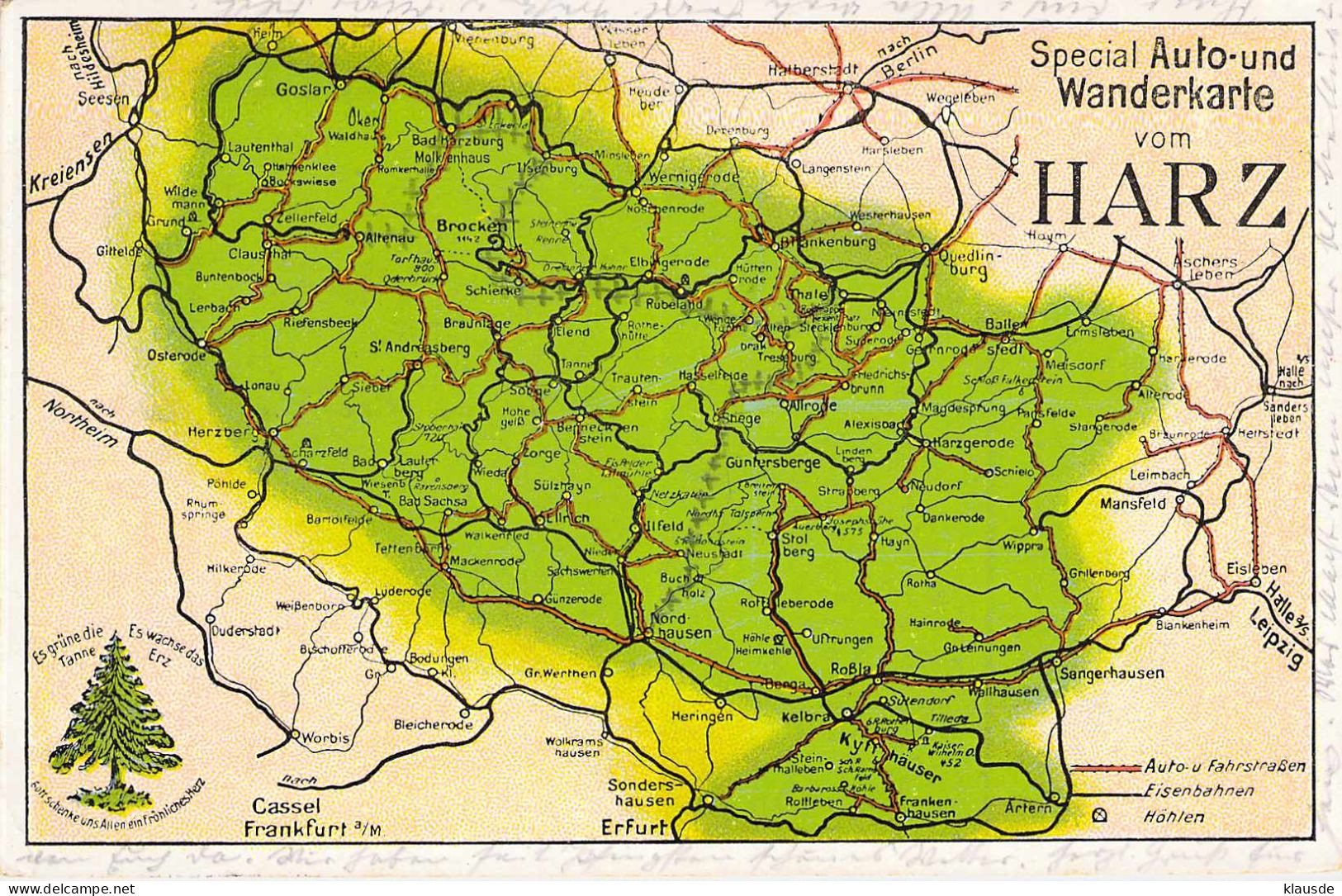 Spezial Auto-und Wanderkarte Vom Harz Gel.1936 - Altenau