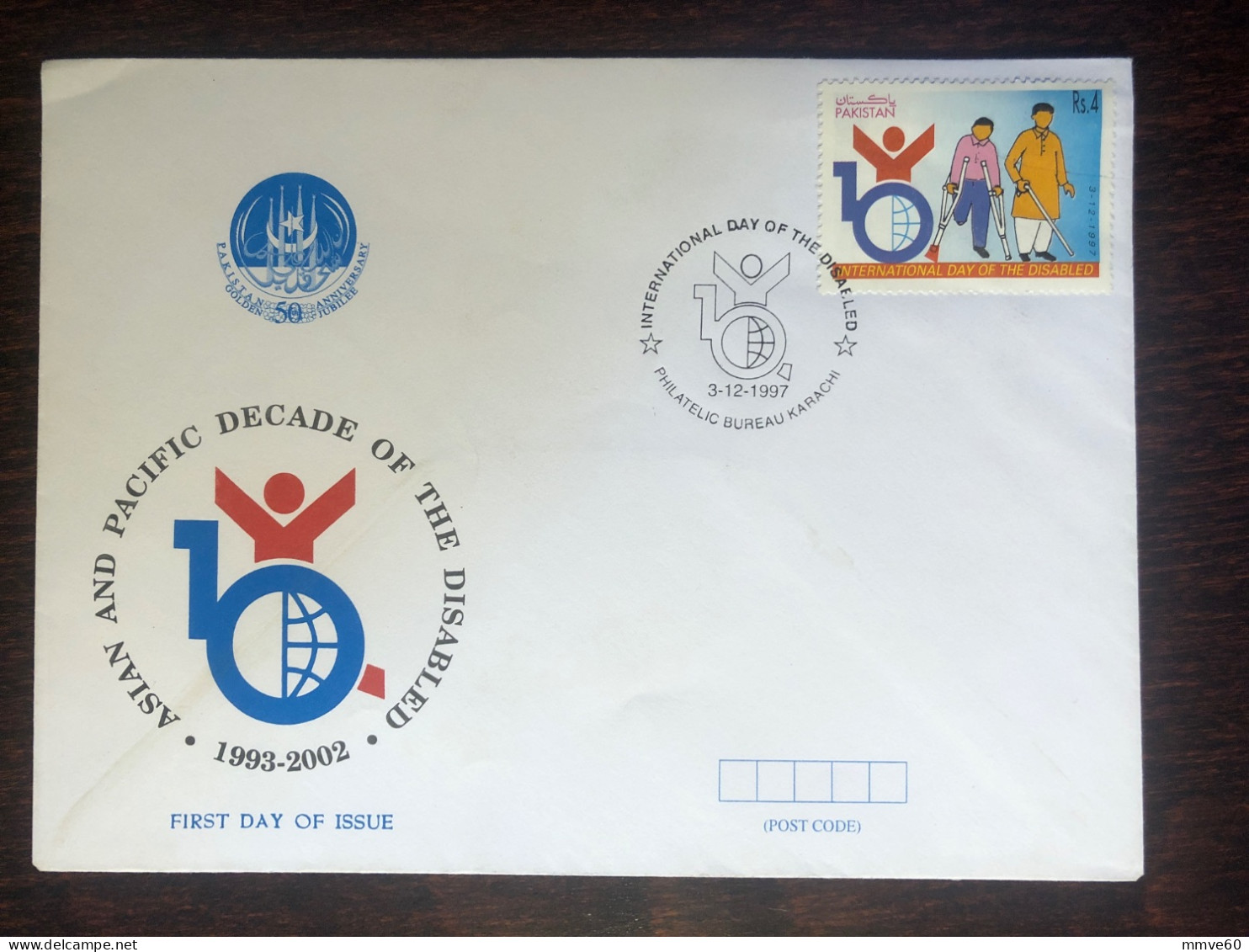 PAKISTAN FDC COVER 1997 YEAR DISABLED PEOPLE HEALTH MEDICINE STAMPS - Pakistan