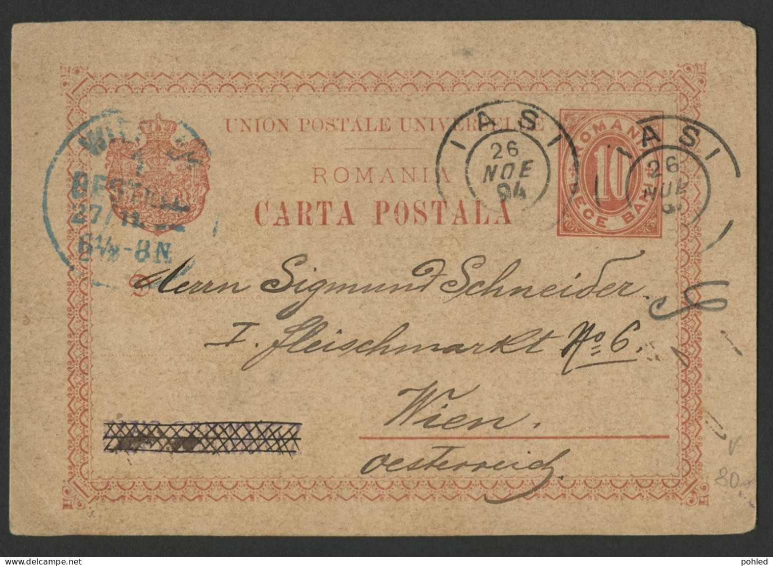 01297*RUMÄNIEN*ROMANIA*CARTA POSTALA*POSTAL STATIONARY*IASI TO AUSTRIA*1894 - Storia Postale