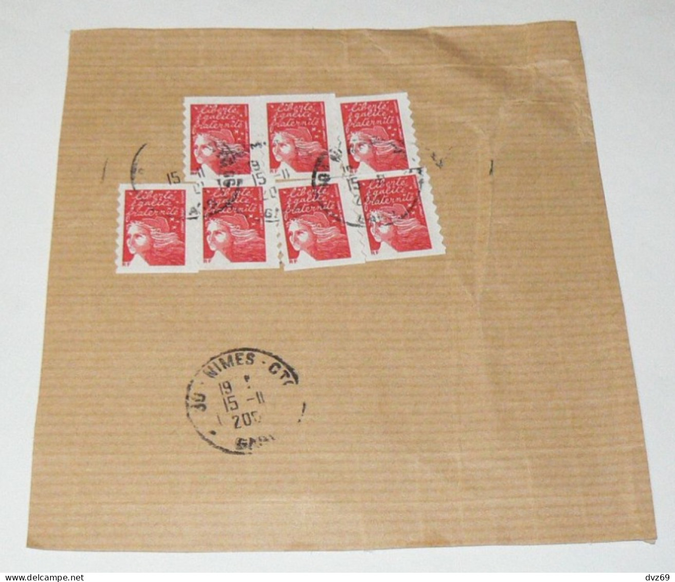 Marianne De Luquet 7 Timbres N° 3419 (o) Sur Grand Fragment, Oblitération Ronde De NÎMES, Gard, TB - Covers & Documents