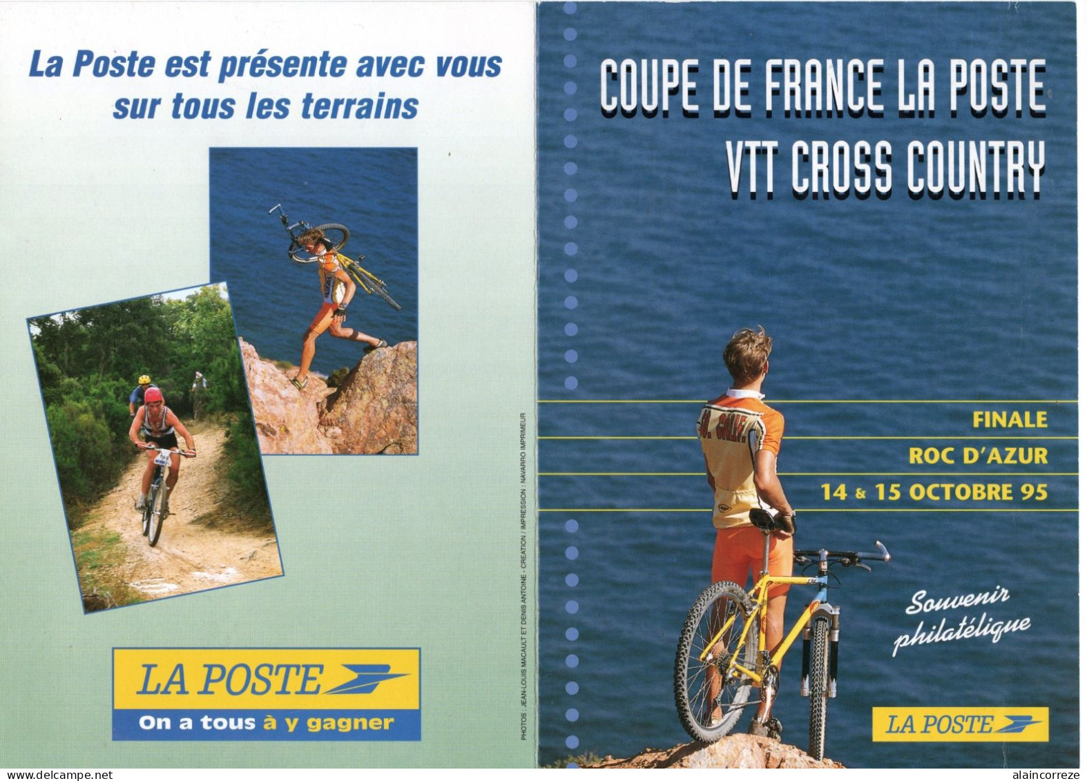 Plaquette Souvenir Philatélique La Poste Coupe De France VTT Cross Country Var Finale Roc D'Azur 1995 Ramatuelle - Mountain Bike