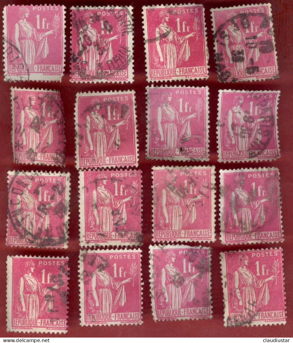 ** LOT  16  TIMBRES  TYPE  PAIX  1 Fr. ** - 1932-39 Vrede