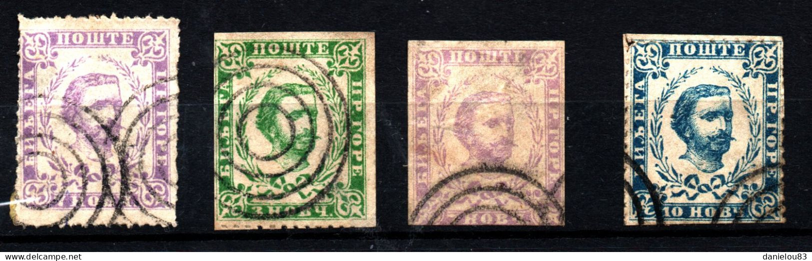 Lot De Timbres MONTENEGRO - YT N° 4 - 2 - 4 - 5 - Année 1874 - Oblitérés - Montenegro