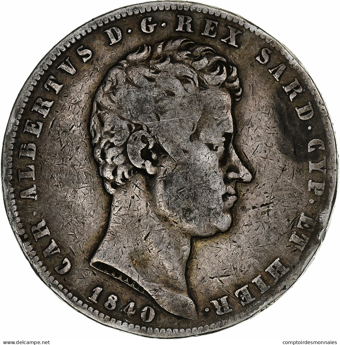 États Italiens, SARDINIA, Carlo Alberto, 5 Lire, 1840, Genoa, Argent, TB - Piémont-Sardaigne-Savoie Italienne