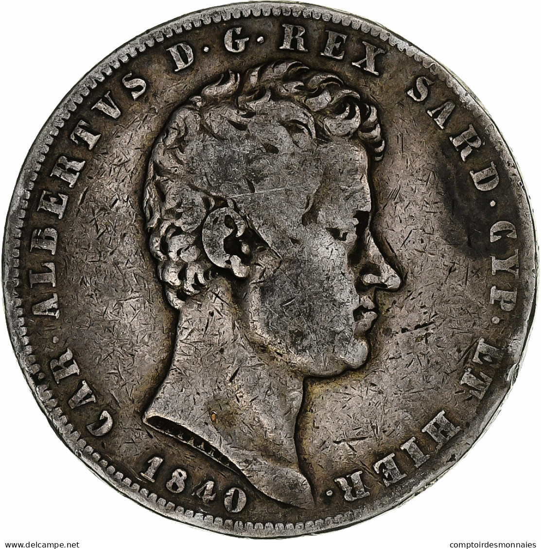 États Italiens, SARDINIA, Carlo Alberto, 5 Lire, 1840, Genoa, Argent, TB - Piemont-Sardinien-It. Savoyen