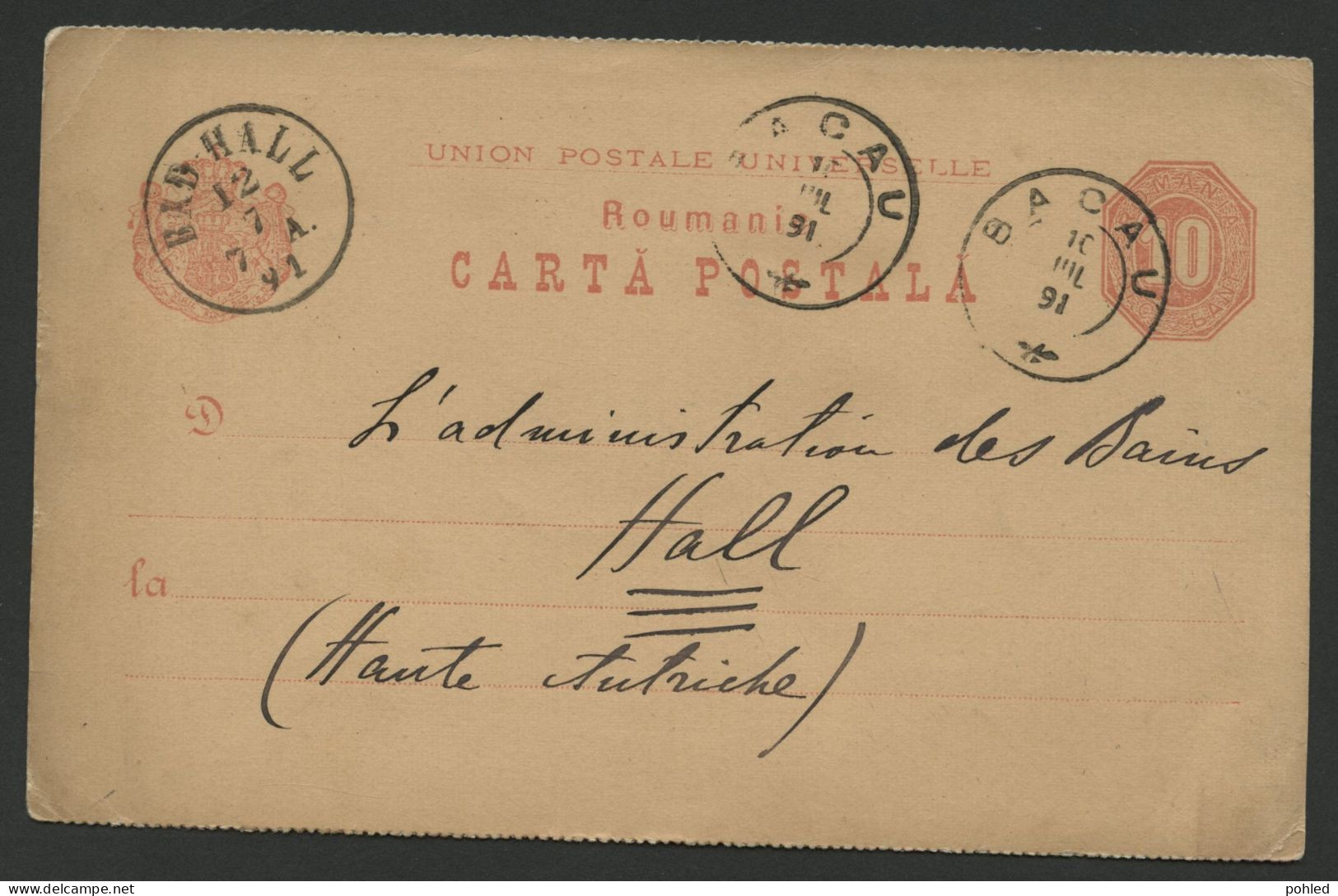 01300*RUMÄNIEN*ROMANIA*CARTA POSTALA*POSTAL STATIONARY*BBACAU TO AUSTRIA*1891 - Lettres & Documents