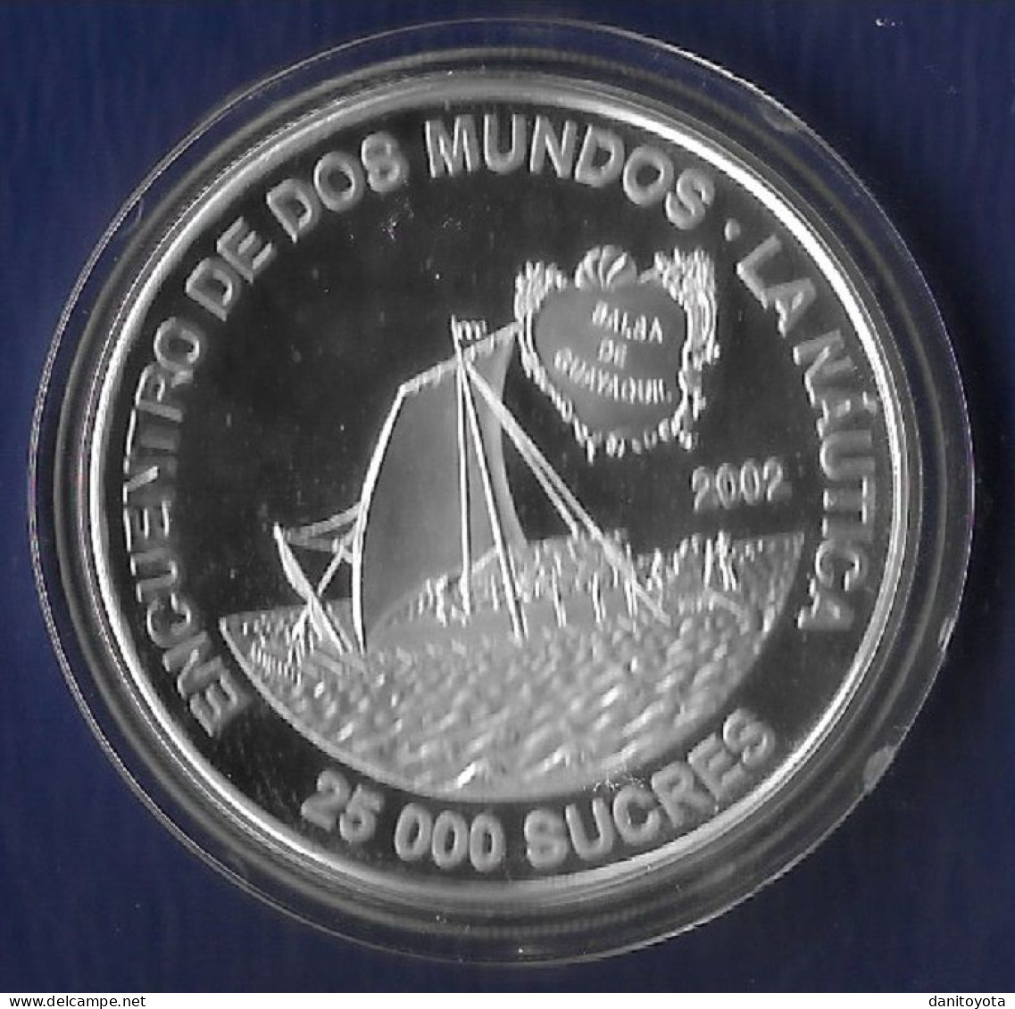 ECUADOR AÑO 2002 25000 SUCRES PLATA " ENCUENTRO ENTRE DOS MUNDOS" PESO 27,1 GR - Ecuador