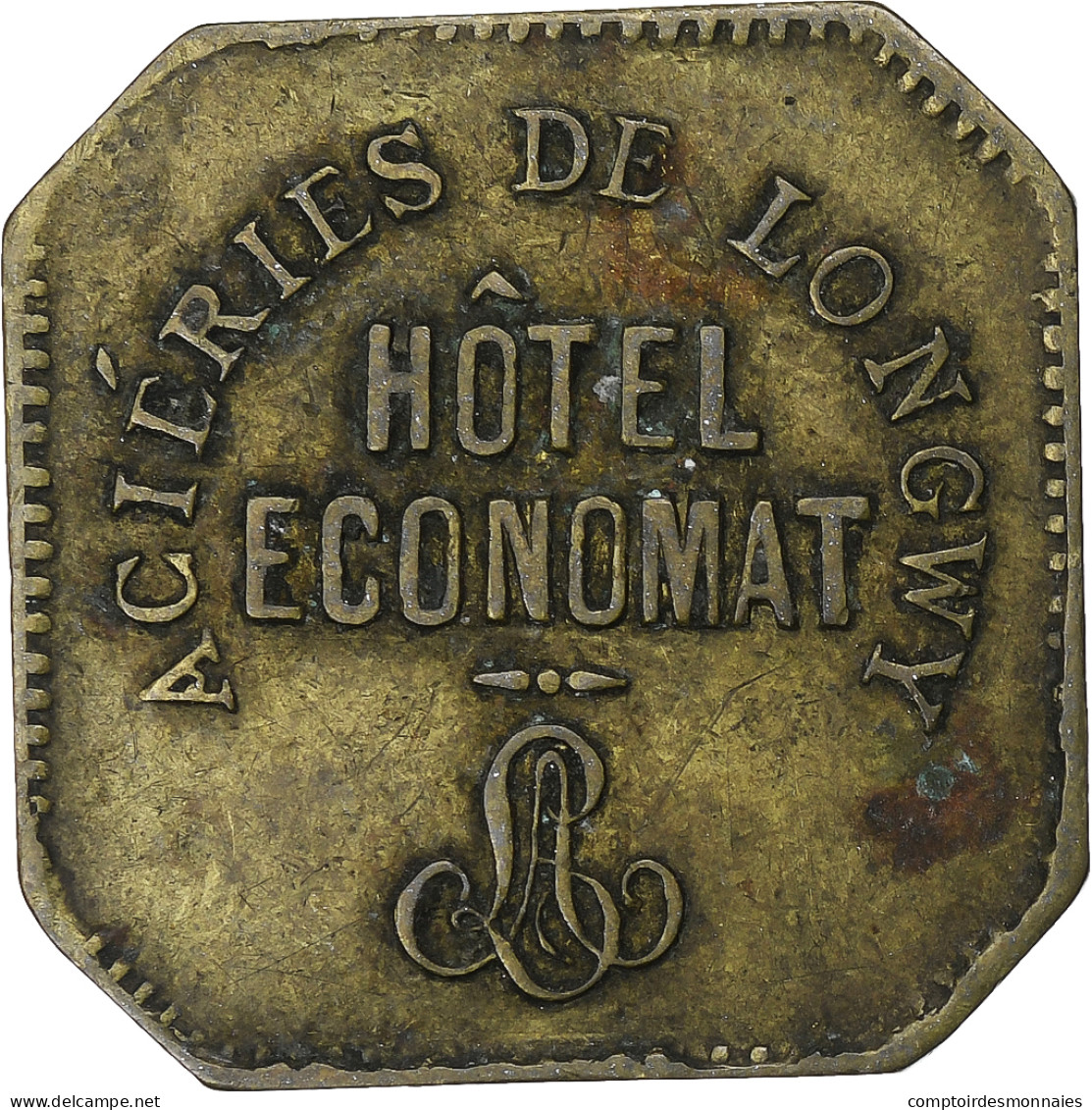 France, Hôtel Economat, Aciéries De Longwy, 5 Centimes, 1883, TTB, Laiton - Monétaires / De Nécessité