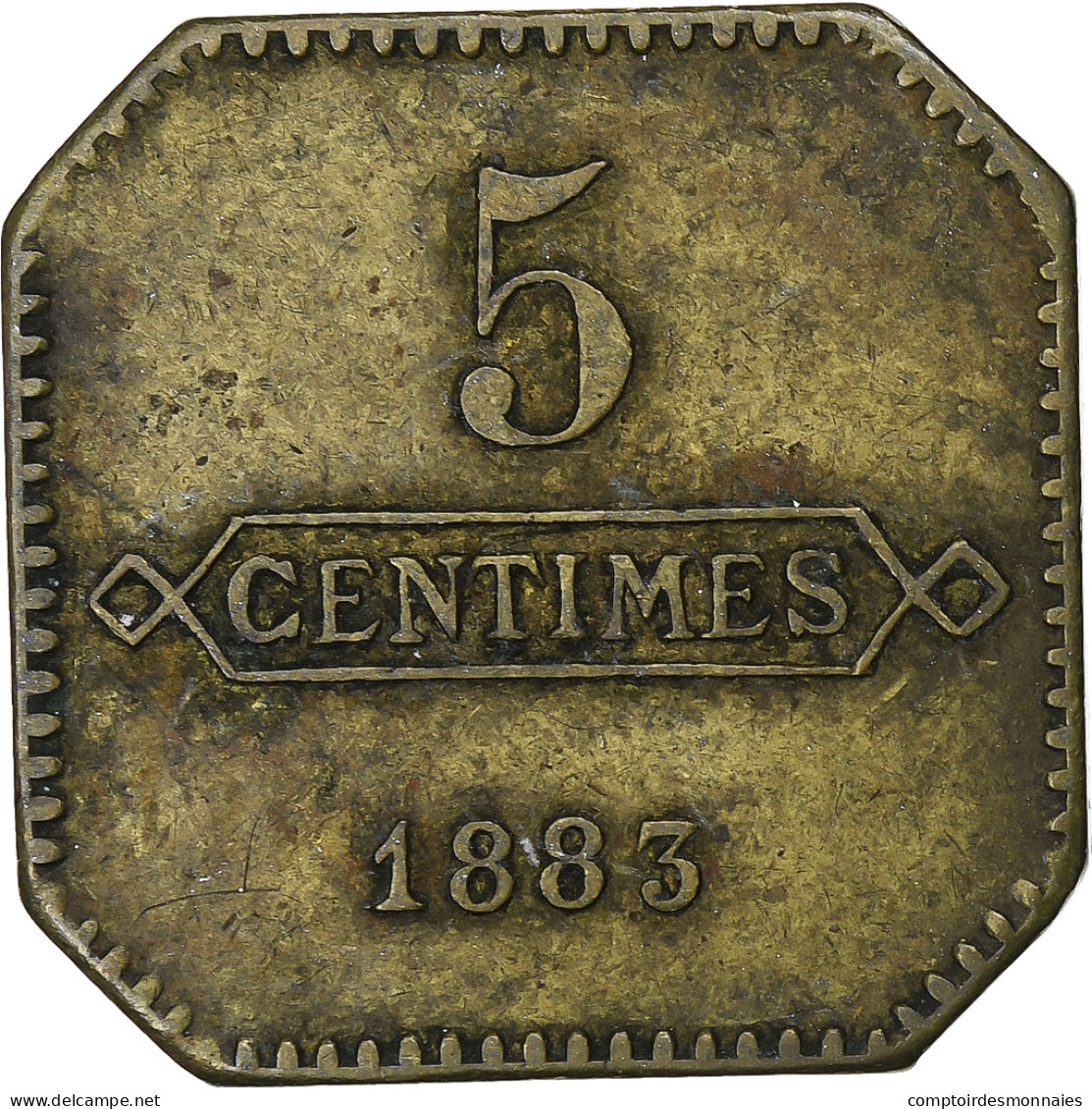 France, Hôtel Economat, Aciéries De Longwy, 5 Centimes, 1883, TTB, Laiton - Monétaires / De Nécessité