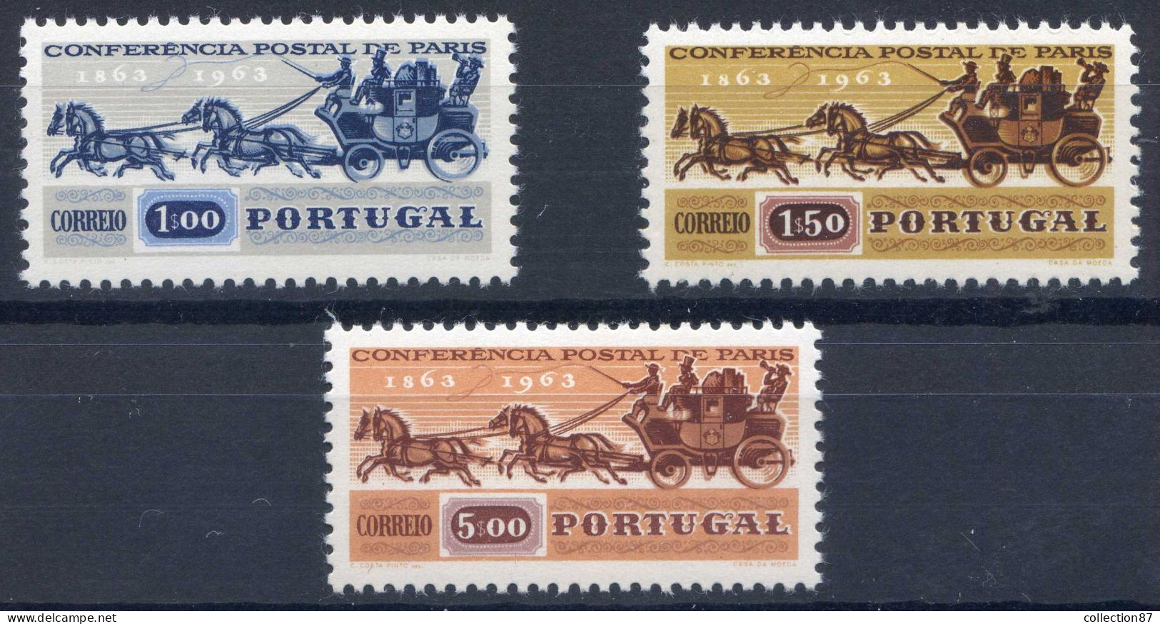 REF 002 > PORTUGAL < N° 919 à 921 * * Neuf Luxe - MNH * * - DILIGENCE CHEVAUX - VOITURE POSTALE - Neufs