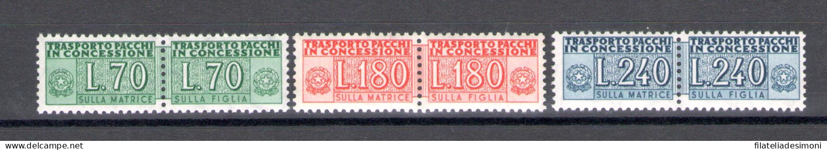 1966 Italia - Repubblica Pacchi Concessione 70-180-240 Lire - N. 15/17 - MNH** - Consigned Parcels