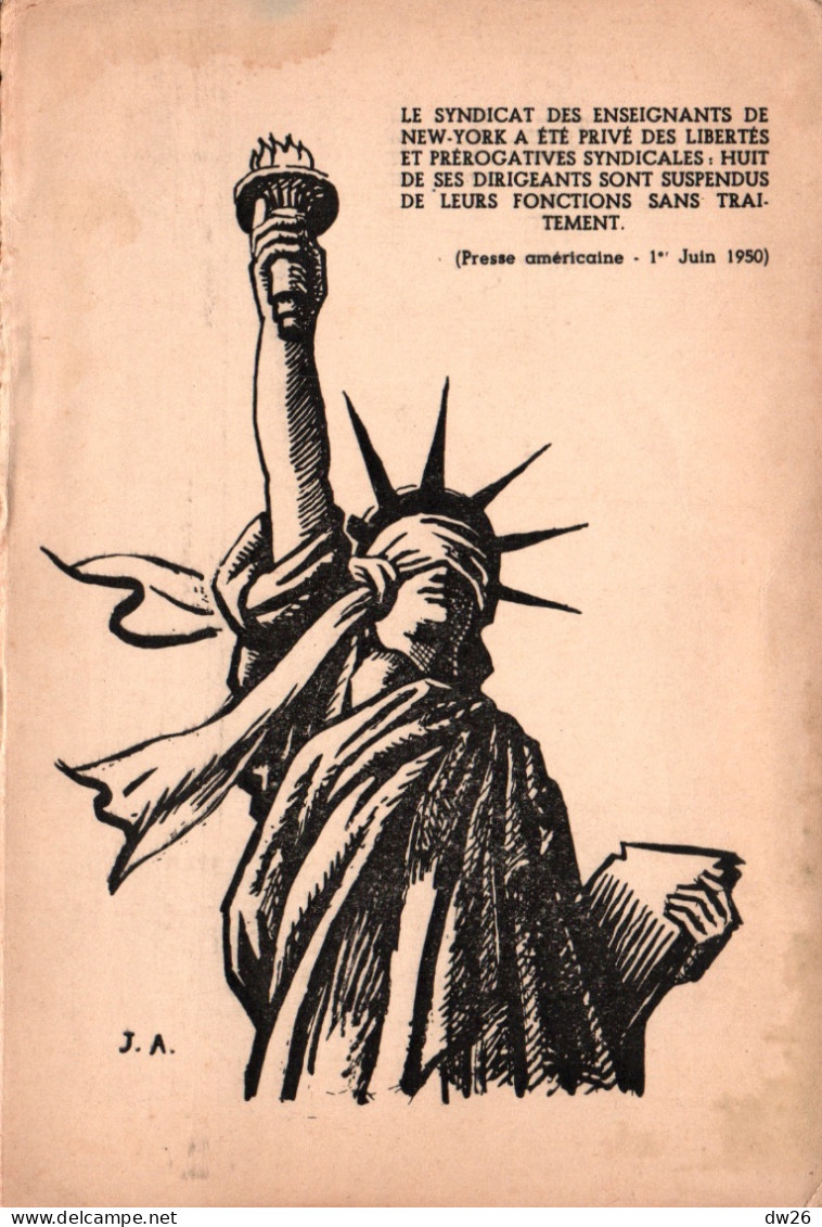 Statue De La Liberté Aux Yeux Bandés, Illustration Signée J.A. - Carte Pétition à Maximilien Moss, New-York 1950 - Unclassified