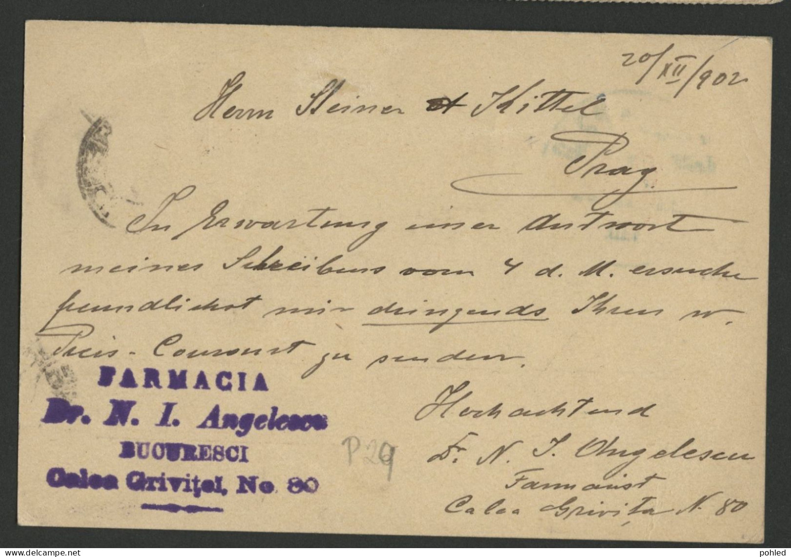 01302*RUMÄNIEN*ROMANIA*CARTA POSTALA*POSTAL STATIONARY*BUCURESTI TO CZECHIA*1902 - Briefe U. Dokumente