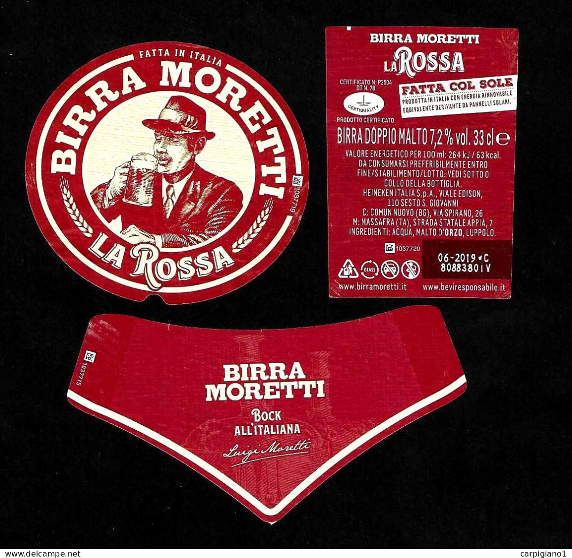 ITALIA ITALY - 2019 Etichetta Birra Beer Bière MORETTI LA ROSSA Fatta In Italia - Cerveza